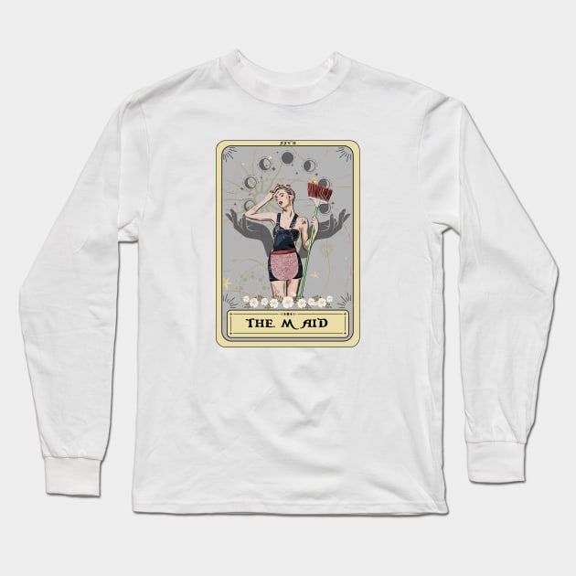 The Maid Tarot Card, Cleaning Long Sleeve T-Shirt by AlquimiaDesign